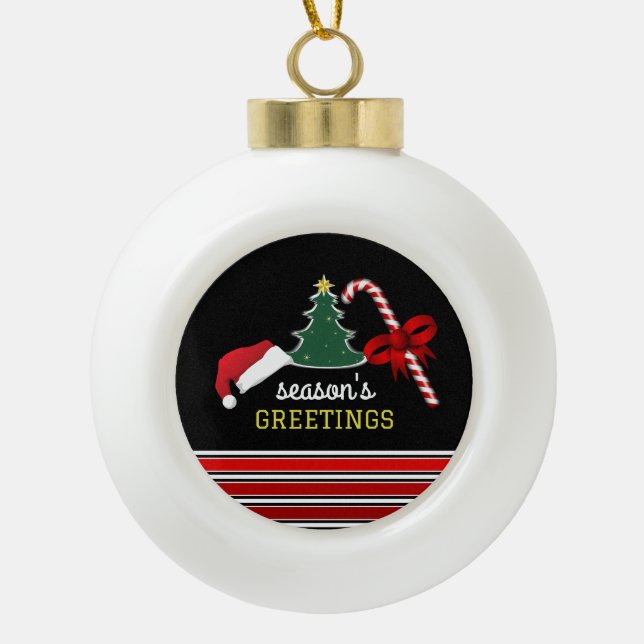 Boule En Céramique Joyeux et lumineux, Noël (Devant)