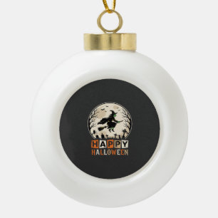 Boule En Céramique Joyeux Halloween Sorcière Lune Cimetière Conceptio