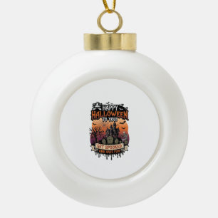 Boule En Céramique Joyeux Halloween Vous Maison Hantée Squelette Chau