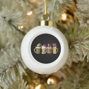 Boule En Céramique Joyeux Noël Bières Buveur de bière du Père Noël