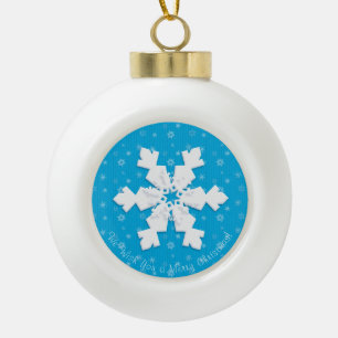 Boule En Céramique Joyeux Noël! Bonne année ! Flocon de neige 2024