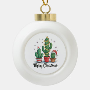 Boule En Céramique Joyeux Noël Cactus Arbre Lumineux Noël Fête