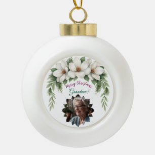 Boule En Céramique Joyeux Noël grand-mère photo cadeau de vacances