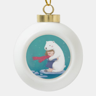 Boule En Céramique Joyeux Noël : Ours Polaire & Illustration enfant