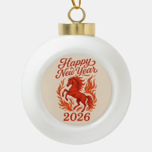 Boule En Céramique Joyeux Nouvel An 2026 Cheval Fiery