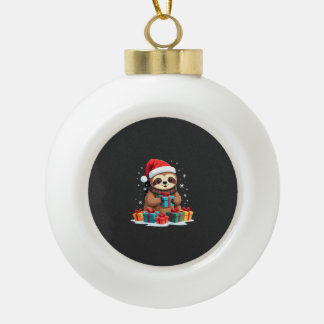 Boule En Céramique Joyeux Slothmas mignon sloth de Noël chapeau de Pè