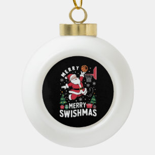 Boule En Céramique Joyeux Swishmas Noël Santa Jouant au Basketball