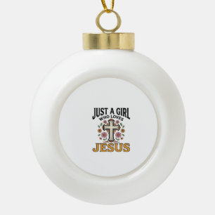 Boule En Céramique Juste une fille qui aime Jésus Floral Cross Shirt_