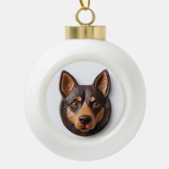 Boule En Céramique Kelpie Chien australien 3D inspiré (Devant)