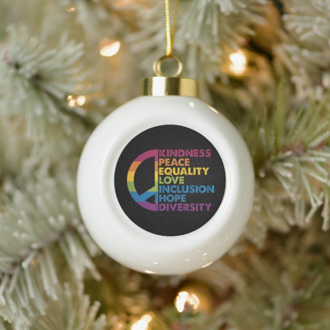 Boule En Céramique Kindness Peace Equality Love Inclusion Hope Divers (Arbre)
