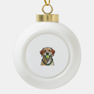 Boule En Céramique Labrador chien mordant balle de tennis dans sa bou