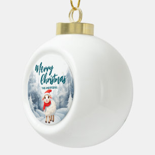 Boule En Céramique Lampe mouton drôle Joyeux Noël arbre neige Fête de