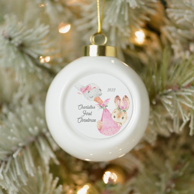 Boule En Céramique Lapin Livraison spéciale Baby's First Christmas (Arbre)
