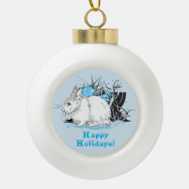 Boule En Céramique Lapins blancs de lapin d'hiver