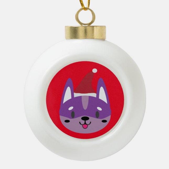 Boule En Céramique Le bal de Noël de père Noël Paws ! (Devant)