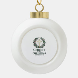 Boule En Céramique Le Christ est ma tradition de Noël Croix vintage D