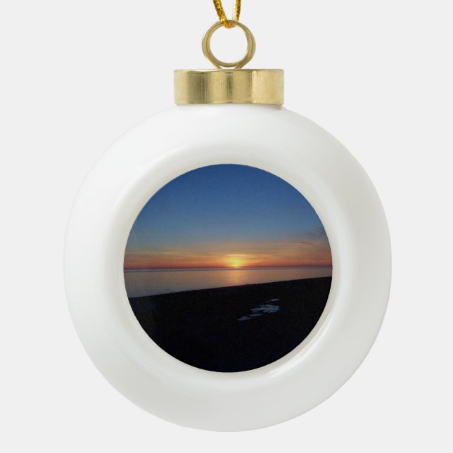 Boule En Céramique Le coucher du soleil du lac Michigan (Devant)