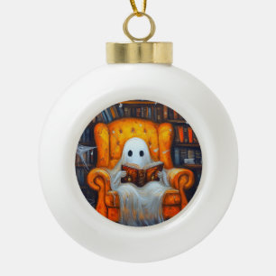 Boule En Céramique Le fantôme des livres   Cosy Halloween Library Scè