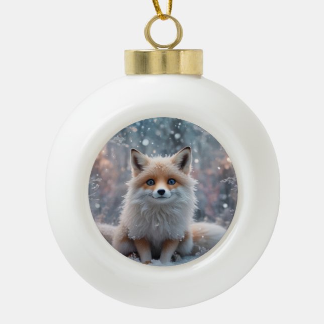 Boule En Céramique Le renard d'hiver (Devant)