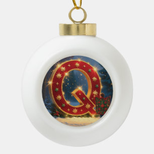 Boule En Céramique Lettre Q Courtepoint de Noël Personnalisé Initiale