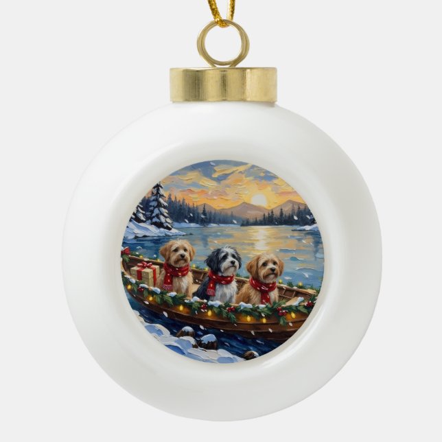 Boule En Céramique Lhasa Apso Christmas Boat Holiday (Devant)