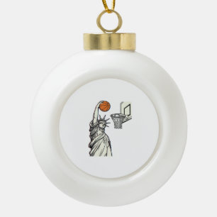 Boule En Céramique Liberté Basketball Dunk Dessin de gravure vintage_
