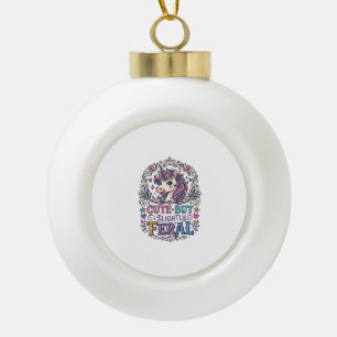 Boule En Céramique Licorne Mignonne mais Légèrement Féroce Fond Blanc
