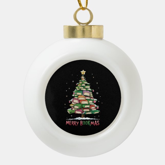 Boule En Céramique Livre de Noël Lover Tree Librairie Joyeux Bookmas (Devant)