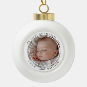 Boule En Céramique Ma première photo de bébé personnalisée de Noël