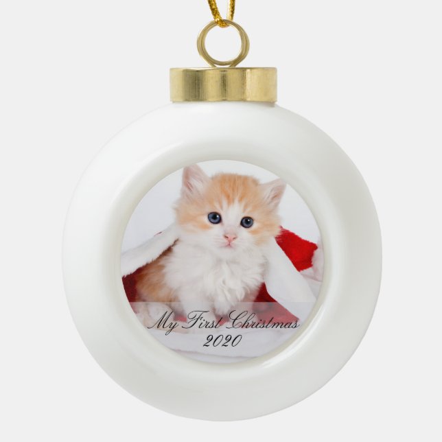 Boule En Céramique Ma première photo pour animaux de Noël (Devant)