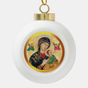Boule En Céramique Madone et enfant de Noël
