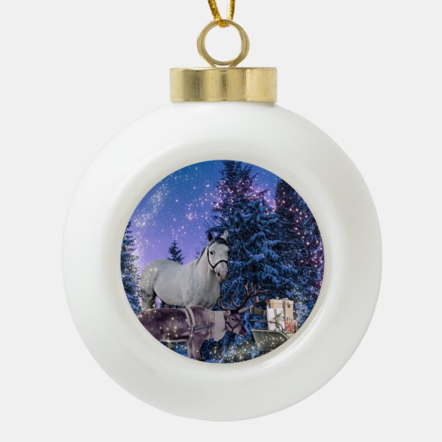Boule En Céramique Magie du Cheval de Noël (Devant)