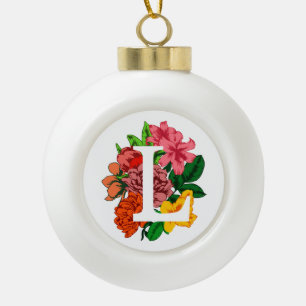 Boule En Céramique Majuscule L monogramme floral