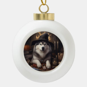 Boule En Céramique Malamute d'Alaska Citrouilles Halloween Épouvantab