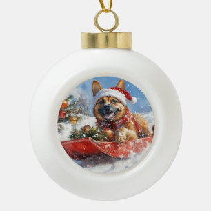 Boule En Céramique Malinois belge dans un traîneau Laissez tomber la 