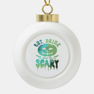Boule En Céramique Mangez Boire Et Soyez Effrayant Halloween Lumière