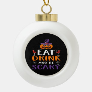 Boule En Céramique Mangez Boire Et Soyez Effrayant Halloween Sorcière