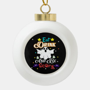 Boule En Céramique Mangez Boire Et Soyez Effrayant Joyeux Halloween J