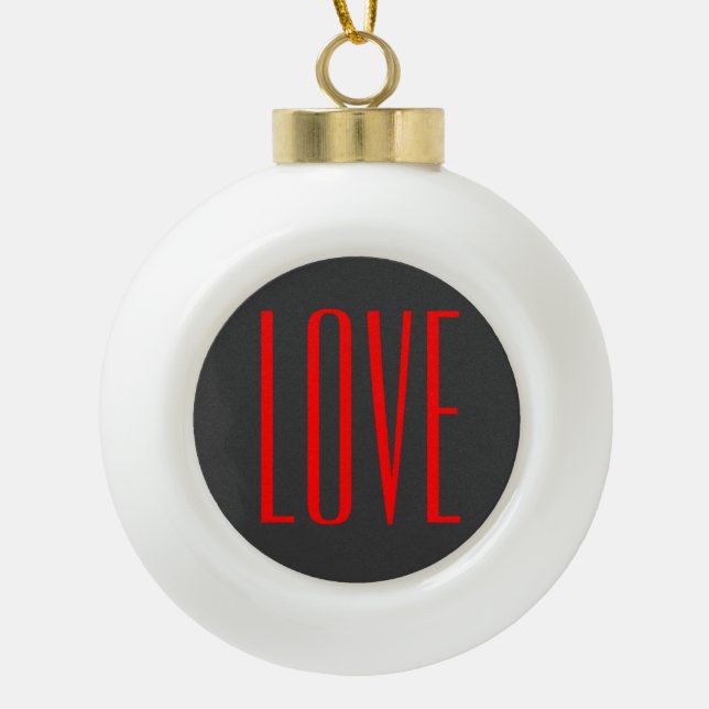 Boule En Céramique Mariage Amour Rouge Fond Gris Tendance (Devant)