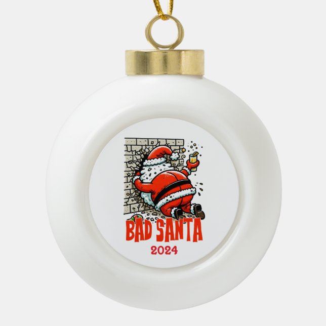 Boule En Céramique Mauvais Père Noël (Devant)