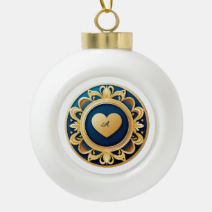 Boule En Céramique Médaillon à coeur en or