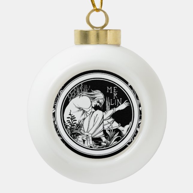 Boule En Céramique Merlin imaginaire Art Nouveau (Devant)