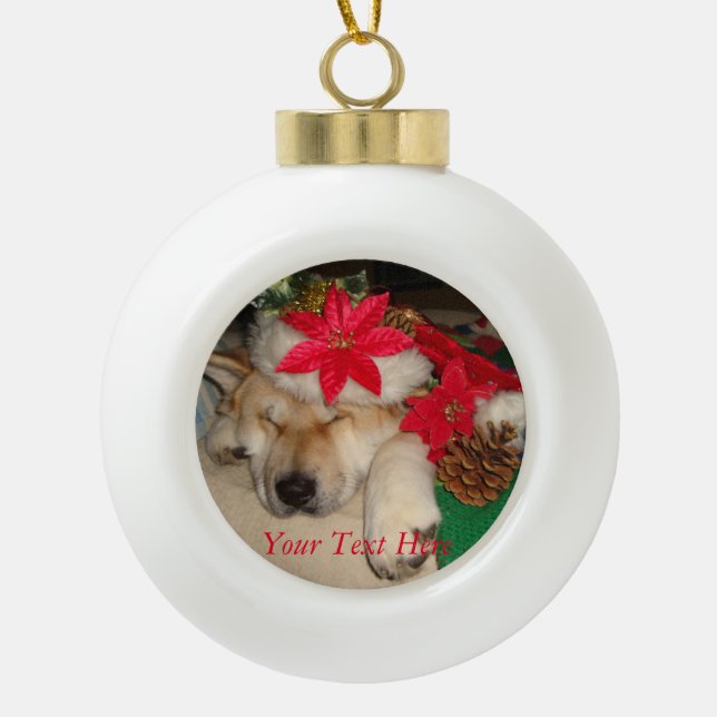 Boule En Céramique mignon chien akita dormir noël cônes casquettes (Devant)