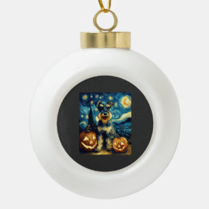 Boule En Céramique Mignon chien Schnauzer miniature Halloween Jack O
