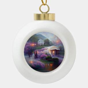 Boule En Céramique Misty Wisteria House sur la colline