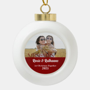 Boule En Céramique Mme & Mme Ruby Red 1er Photo de Noël
