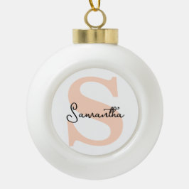 Boule En Céramique Moderne Elégant Personnalisé Monogramme rose initi