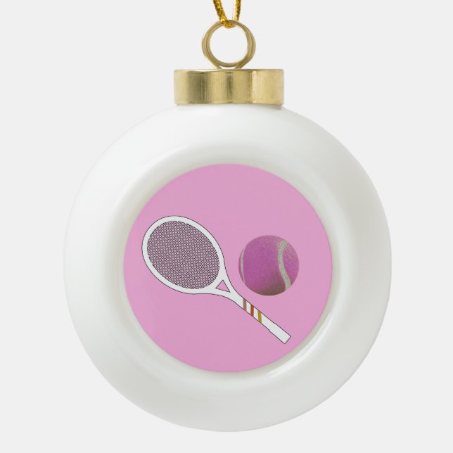 Boule En Céramique Moderne Pink Tennis Ball Retro Racket (Devant)