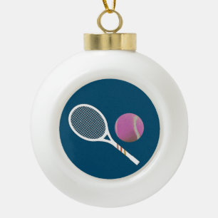 Boule En Céramique Moderne Pink Tennis Ball Retro Racket