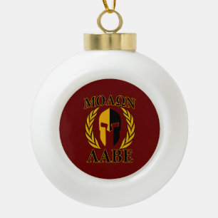 Boule En Céramique Molon Labe Spartan Mask Laurels Bourgogne